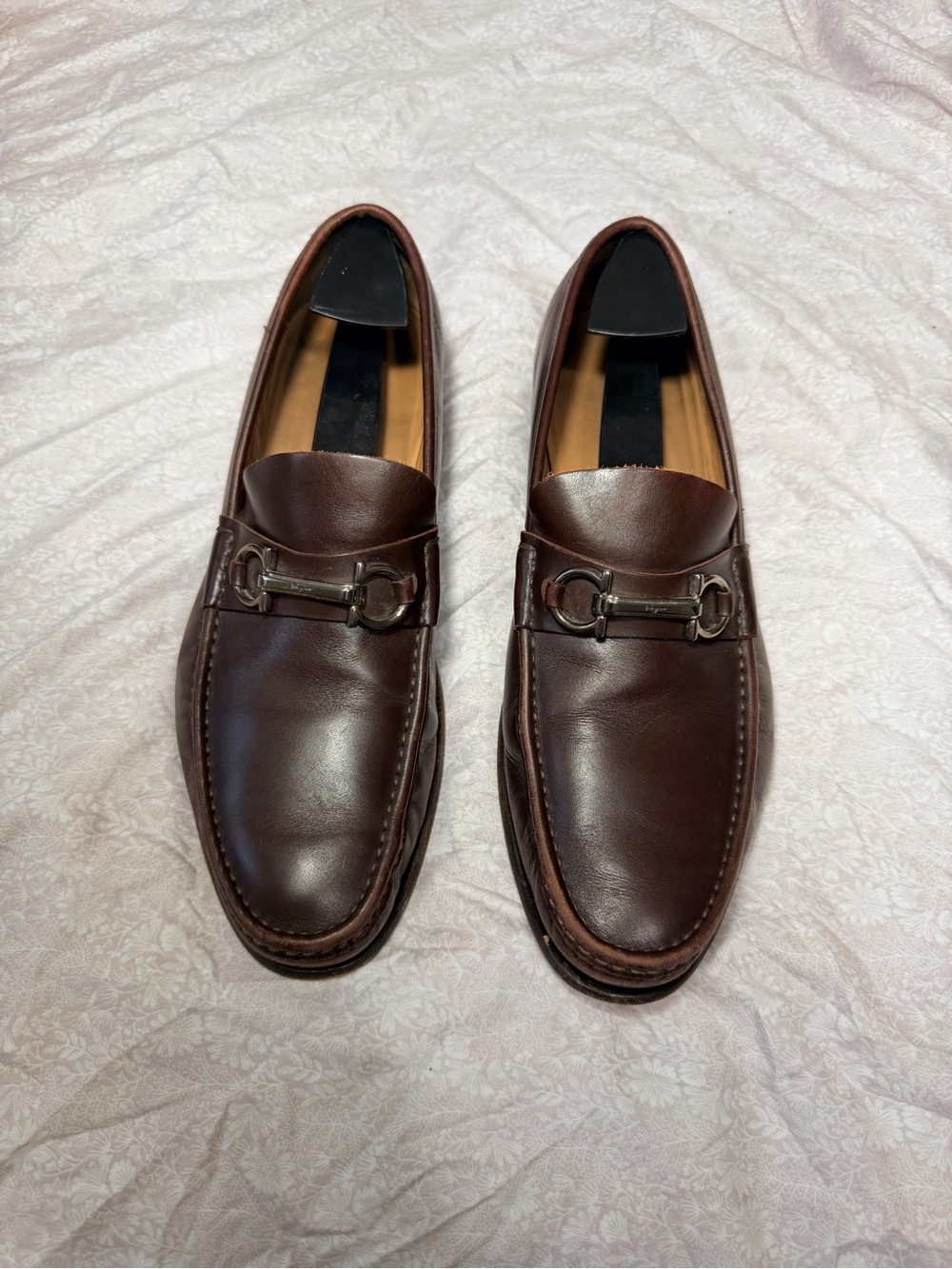 Salvatore Ferragamo Brown Leather Gancini Bit Loafers 71180 Men's Size 10.5 EE W